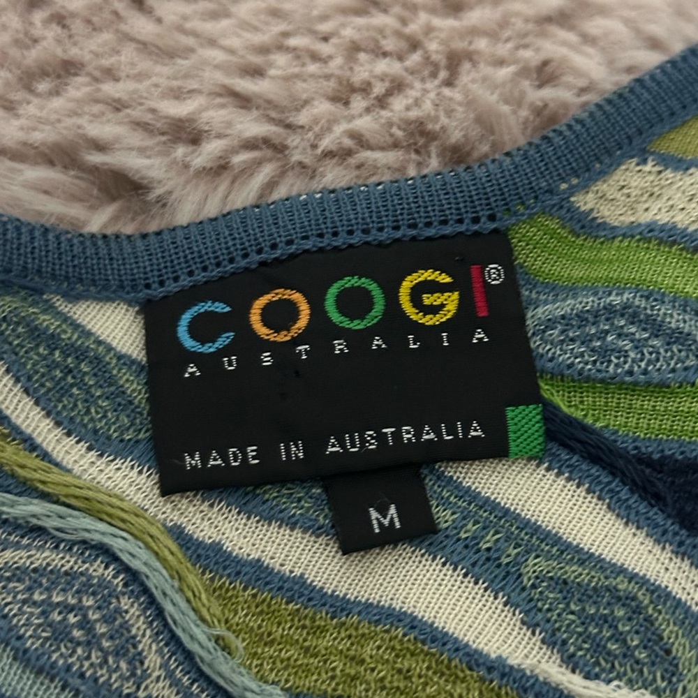 COOGI Vibrant Knit Dress with Blue and Green Accents